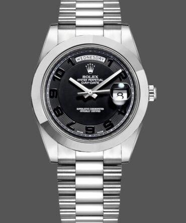 Replica Rolex Day-Date 218206 Concentric Black Dial Platinum 41MM Mens Watch
