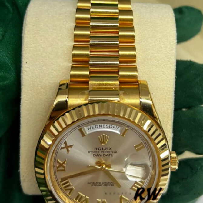 Replica Rolex Day-Date 218349 Rhodium Grey Dial 41MM Mens Watch