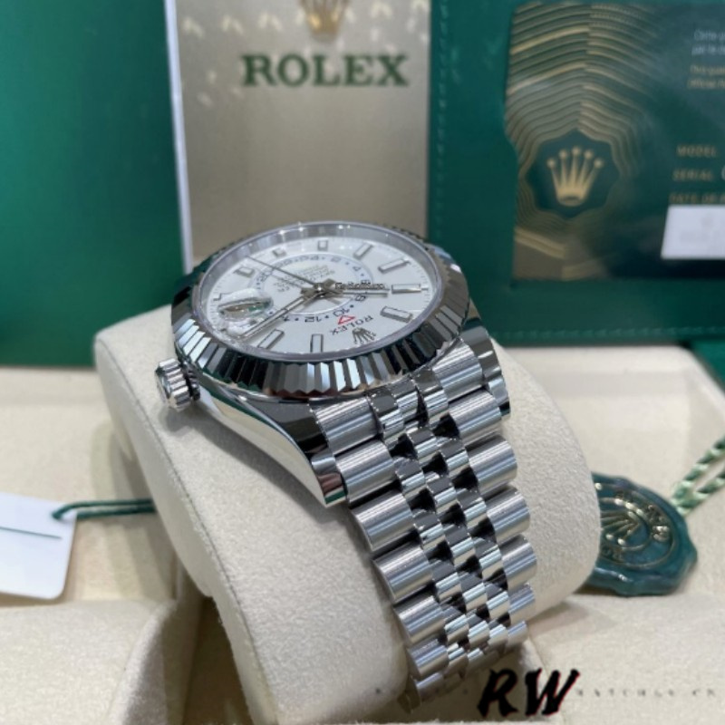 Rolex Sky-Dweller 326934 Fluted Bezel White Dial 42MM Replica Watch