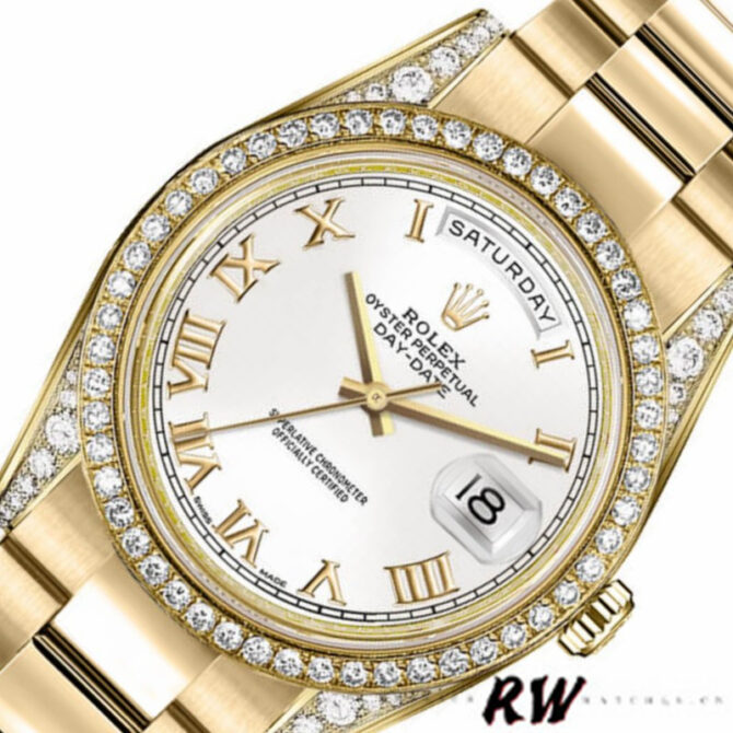 Replica Rolex Day-Date 118388 Yellow Gold Green Index Dial 36MM Unisex Watch