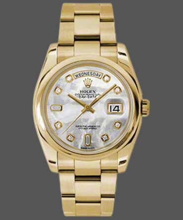 Replica Rolex Day-Date 118208 Mother of Pearl Diamond Dial 36mm Unisex Watch