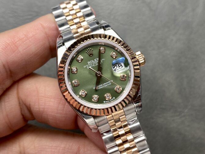 Rolex Datejust 279171 0007 28 Olive Green Diamond-Set Jubilee Ladies Watch