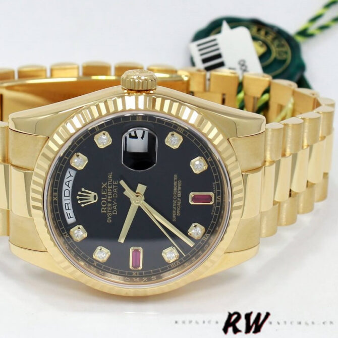 Replica Rolex Day-Date 118235 Fluted Bezel Chocolate Dial 36mm Unisex Watch