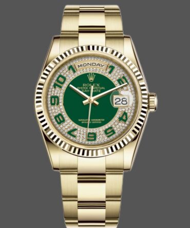 Replica Rolex Day-Date 118238 Green Diamond Pave Dial 36mm Unisex Watch
