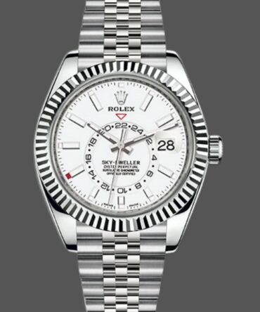 Rolex Sky-Dweller 326934 Fluted Bezel White Dial 42MM Replica Watch