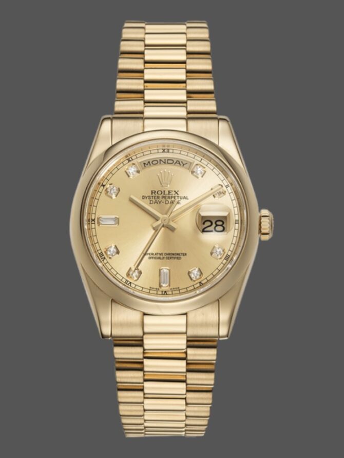 Replica Rolex Day-Date 118209 Black dial 36mm Unisex Watch