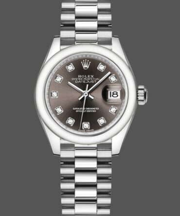 Rolex Datejust 279166 Dark Grey Diamond Dial Domed Bezel 28mm Lady Replica Watch