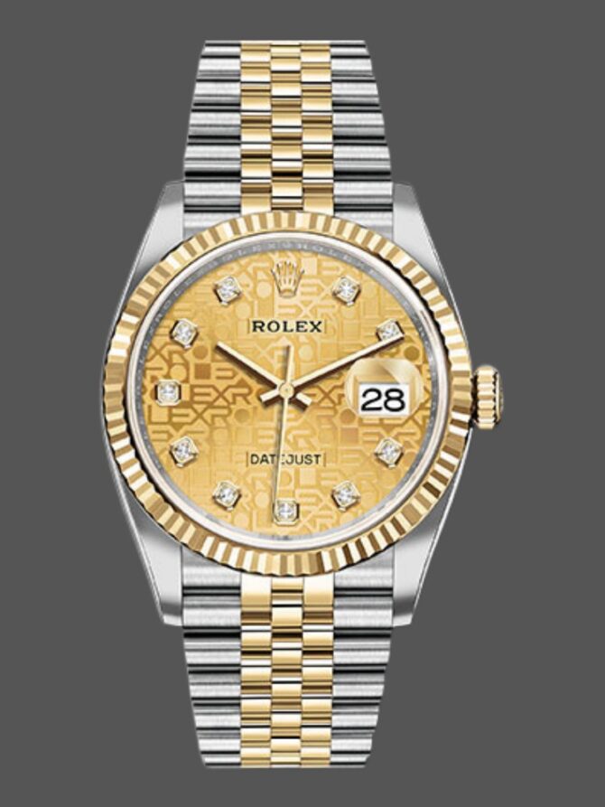 889241233 Champagne Jubilee Dial Fluted Bezel 36MM Unisex Replica Watch