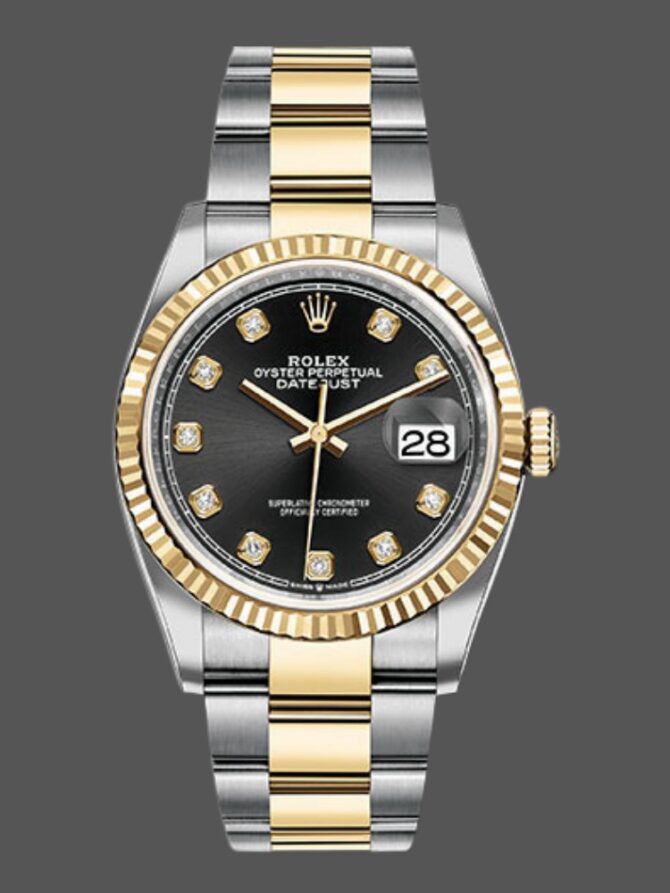 7111433 Black Diamond Dial Fluted Bezel 36MM Unisex Replica Watch