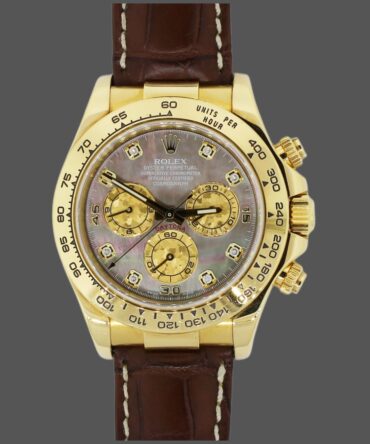 Rolex Daytona 116518 Yellow Gold Dark MOP Diamonds Dial 40mm Mens Replica Watch