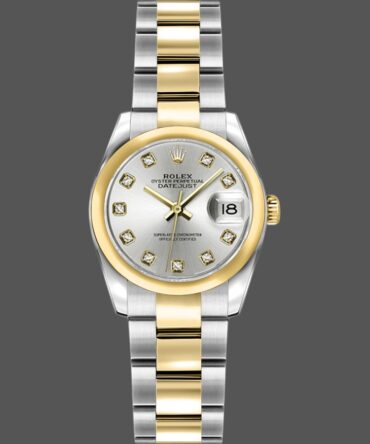 741543 Silver Diamond Dial Domed Dezel 26MM Lady Replica Watch