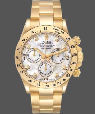 Rolex Daytona 116528 Yellow Gold Mother of Pearl Diamond Dial 40mm Mens Replica Watch