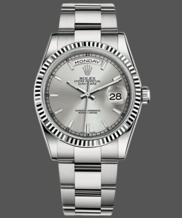 Replica Rolex Day-Date 118239 White Gold Silver dial 36mm Unisex Watch