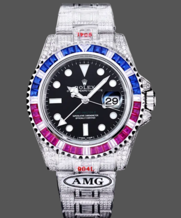 Rolex GMT Master AMG 126710BLRO 40mm With Dual Time & Sapphire Mirror Diamond Watch