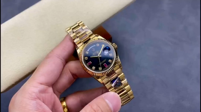 Replica Rolex Day-Date 118235 Fluted Bezel Chocolate Dial 36mm Unisex Watch