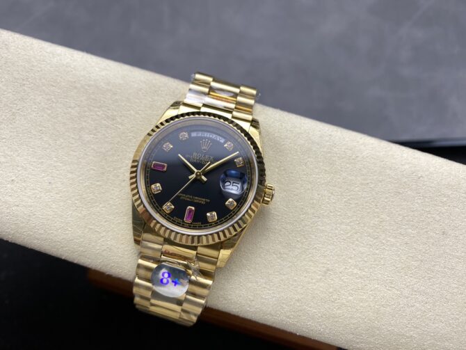 Replica Rolex Day-Date 118235 Fluted Bezel Chocolate Dial 36mm Unisex Watch