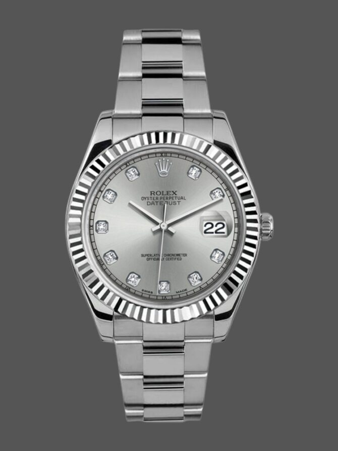 222334 Silver Diamond Dial 41mm Mens Replica Watch