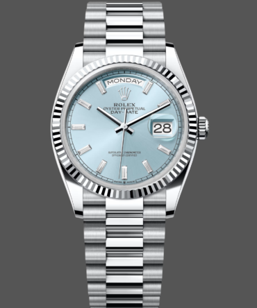 Replica Rolex Day Date 36 Fluted Bezel Platinum Bracelet 128236 0009