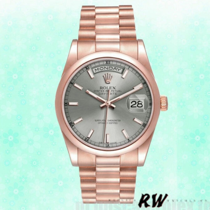 Replica Rolex Day-Date 118209 Black dial 36mm Unisex Watch