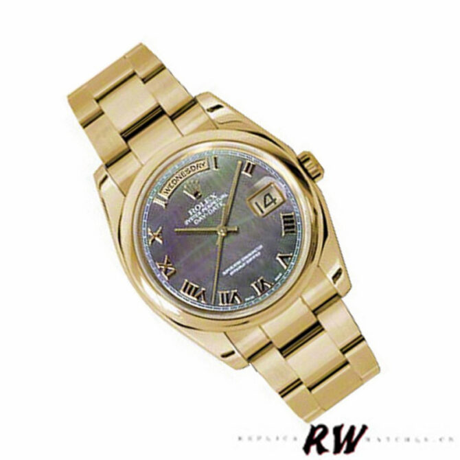 Replica Rolex Day-Date 118238 Dark Mother of Pearl Diamond 36mm Unisex Watch