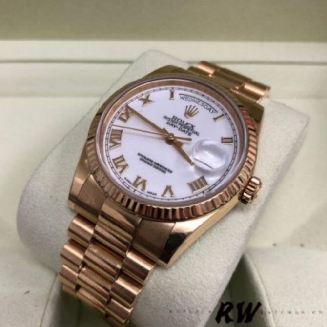 Replica Rolex Day-Date 118235 Fluted Bezel Chocolate Dial 36mm Unisex Watch