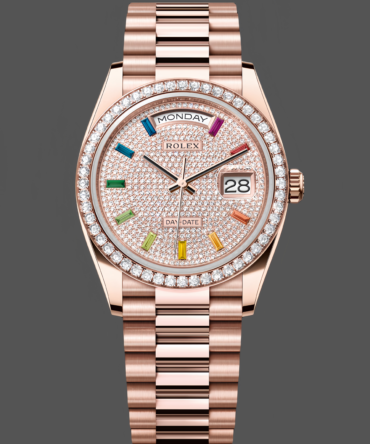 Replica Rolex Day Date 36mm 128345RBR 0042 Diamond Paved Dial President Watch