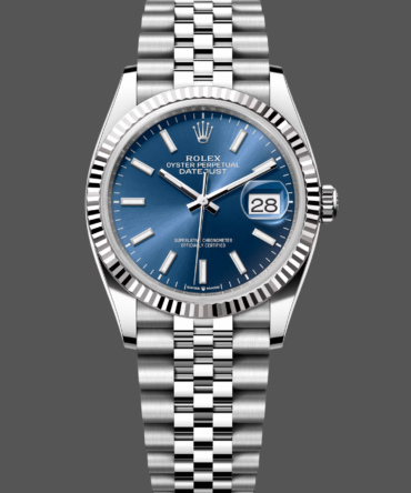 35741234 Blue Index Dial Fluted Bezel 36MM Unisex Replica Watch