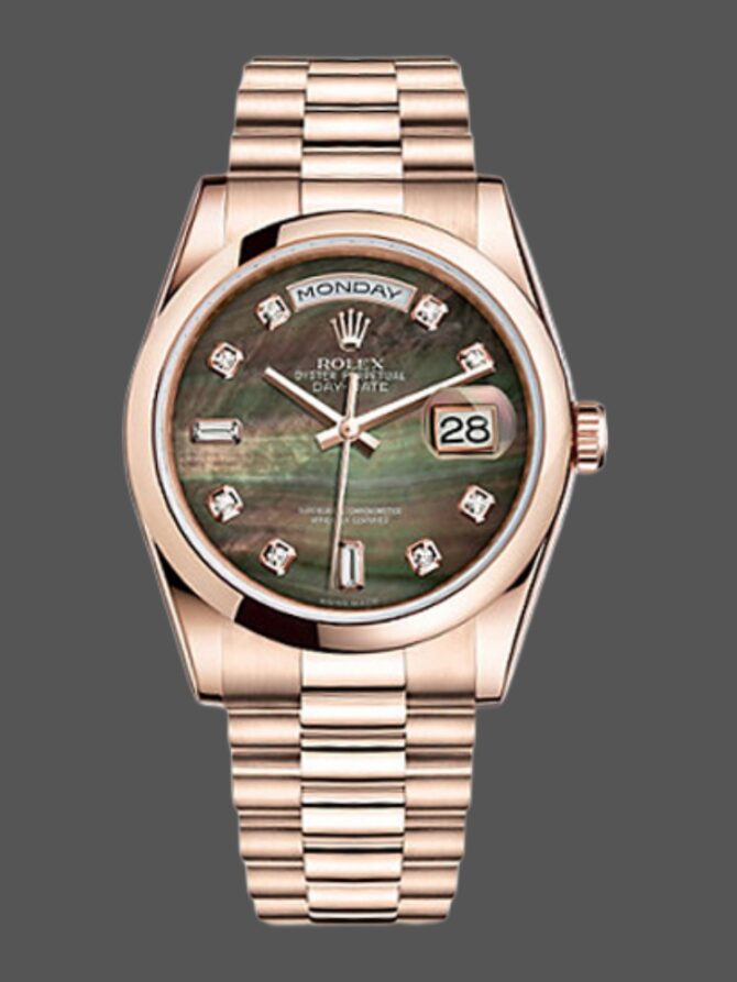 Replica Rolex Day-Date 118209 Black dial 36mm Unisex Watch