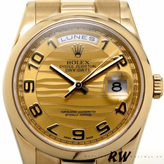 Replica Rolex Day-Date 118209 Black dial 36mm Unisex Watch