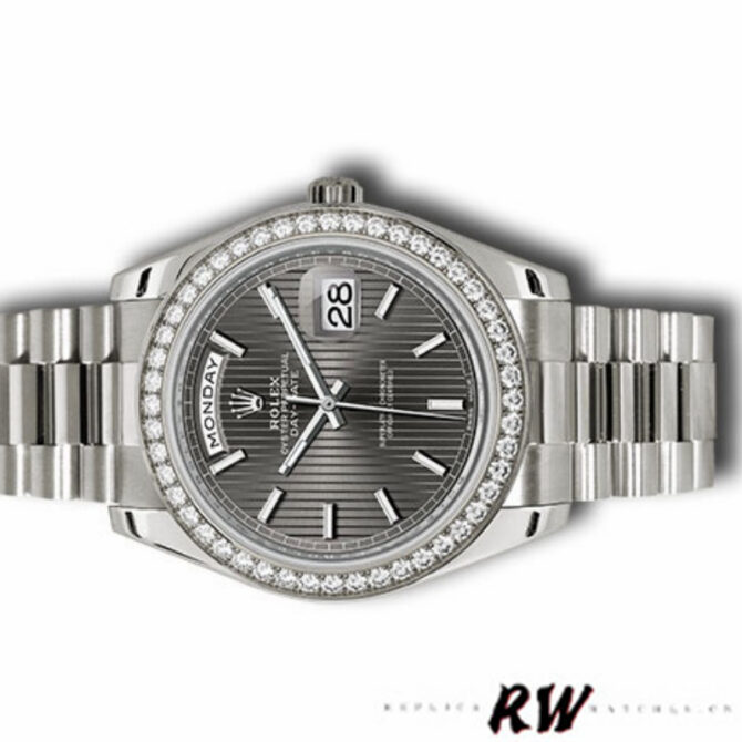 Replica Rolex Day-Date 228349RBR Meteorite Dial Diamond Bezel 40mm Mens Watch