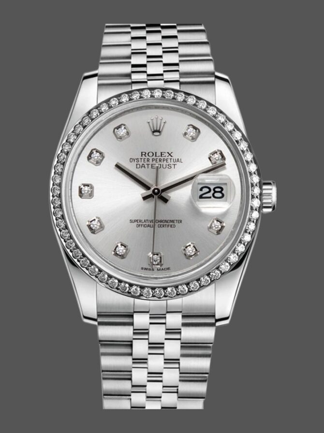 44 Silver Dial Diamonds 36mm Lady Replica Watch