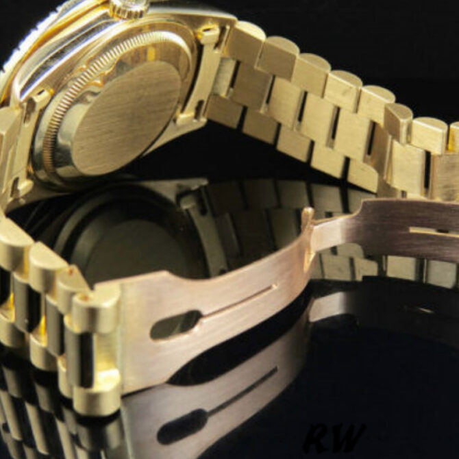Replica Rolex Day-Date 118208 Yellow Gold Green Diamond Paved Arabic Dial 36mm Unisex Watch