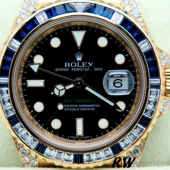 Rolex GMT-Master II 116758 Diamond Black Dial 40mm Mens Replica Watch