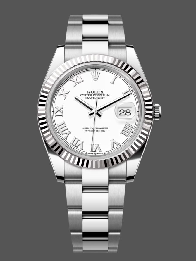 1543234 0023 Fluted Bezel White Roman Numeral Dial 41MM Mens Replica Watch