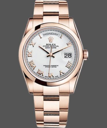 Replica Rolex Day-Date 118205 White Roman Numeral Dial 36mm Unisex Watch