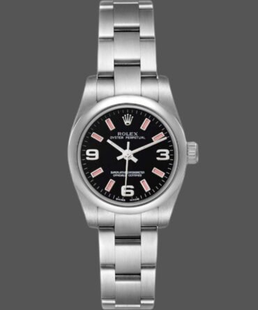 Rolex Oyster Perpetual 176200 Stainless Steel Case Black Dial 26MM Lady Replica Watch