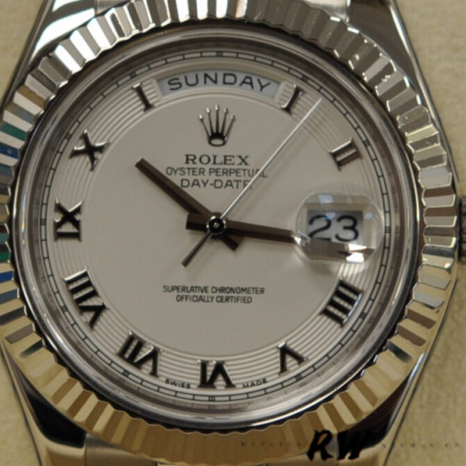 Replica Rolex Day-Date 218239 Ivory Roman Numerals Dial White Gold 41MM Mens Watch