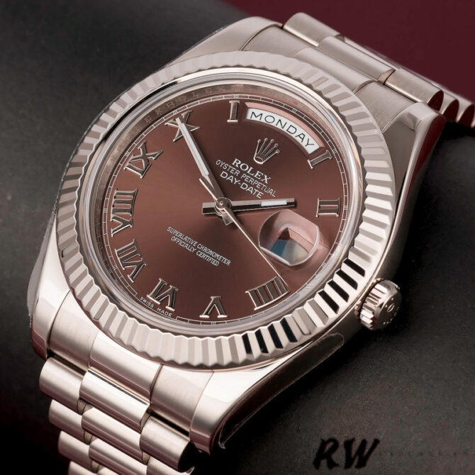 Replica Rolex Day-Date 228235 Sundust Index Dial Fluted Bezel 40mm Mens Watch