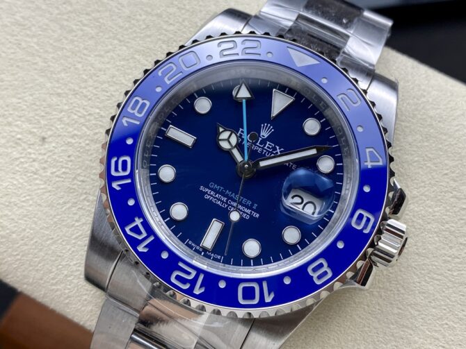 Rolex GMT Master II 126710 "Wildman" 904L SS Blue Dial on SS Oyster Bracelet