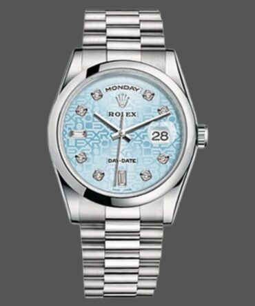 Replica Rolex Day-Date 118206 Ice Blue Diamonds Dial 36mm Unisex Watch