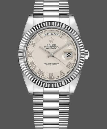 Replica Rolex Day-Date 218239 Ivory Roman Numerals Dial White Gold 41MM Mens Watch
