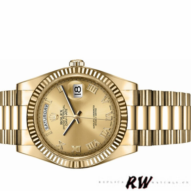Replica Rolex Day-Date 218206 Black Diamond Dial Platinum 41MM Mens Watch