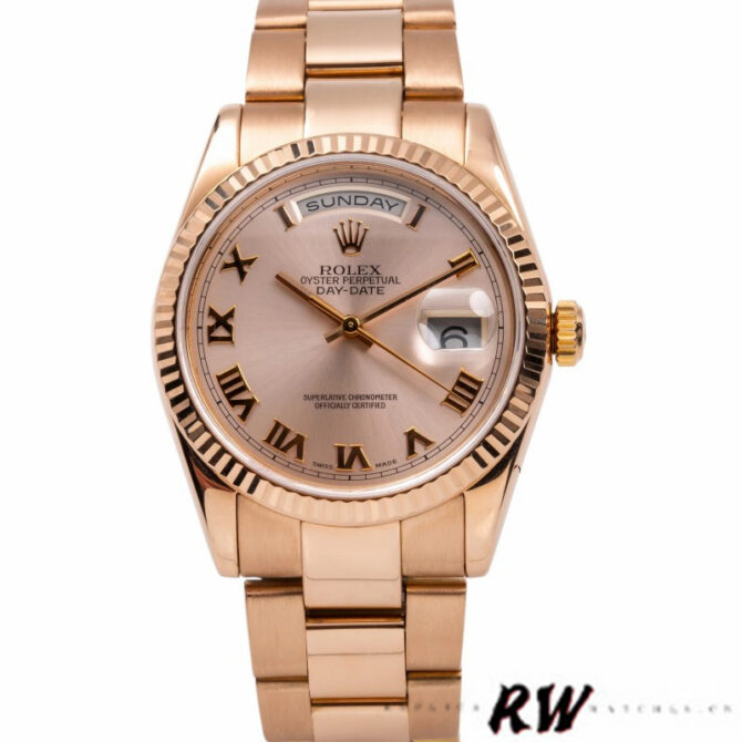 Replica Rolex Day-Date 118235 Fluted Bezel Chocolate Dial 36mm Unisex Watch