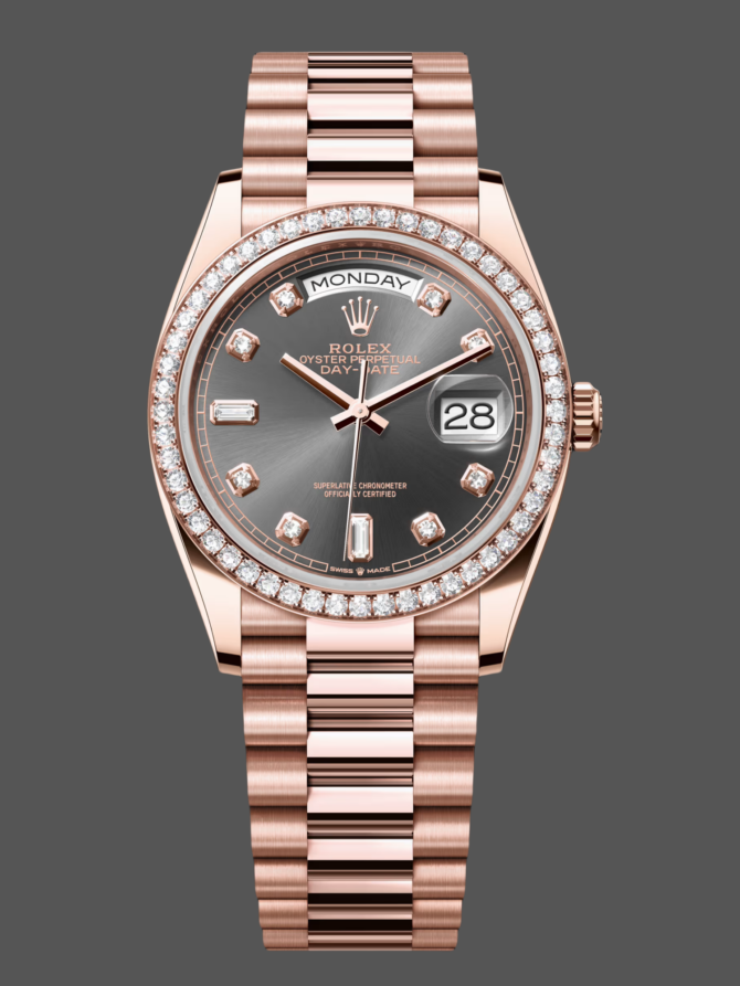Replica Rolex Day-Date 128345RBR Slate Dial Everose Gold 36MM Unisex Watch
