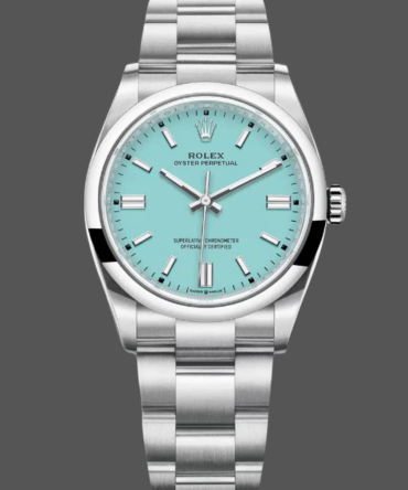 2024 Rolex Oyster Perpetual 126000 Stainless Steel Baby Blue Dial Replica Watch