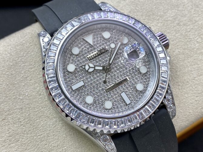 Rolex Yacht Master 226679TBR White Gold 42mm Baguette Diamond Watch