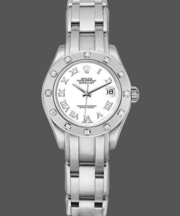 Rolex Masterpiece Pearlmaster 80319 White Roman Dial 29MM Lady Replica Watch