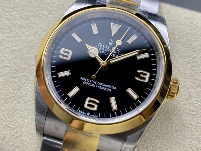 Rolex Explorer 36 Black Dial Yellow Gold M124273 0001 Women's Watch