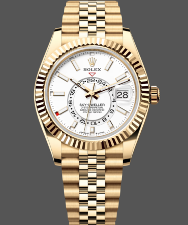 Rolex Sky Dweller 42 Yellow Gold GMT White Dial Jubilee Style M336938 0006 Men's Watch