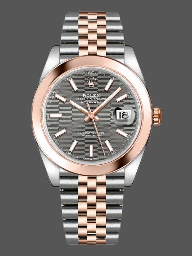 14932301 Rose Gold Slate Grey Fluted Motif Dial 41MM Mens Replica Watch